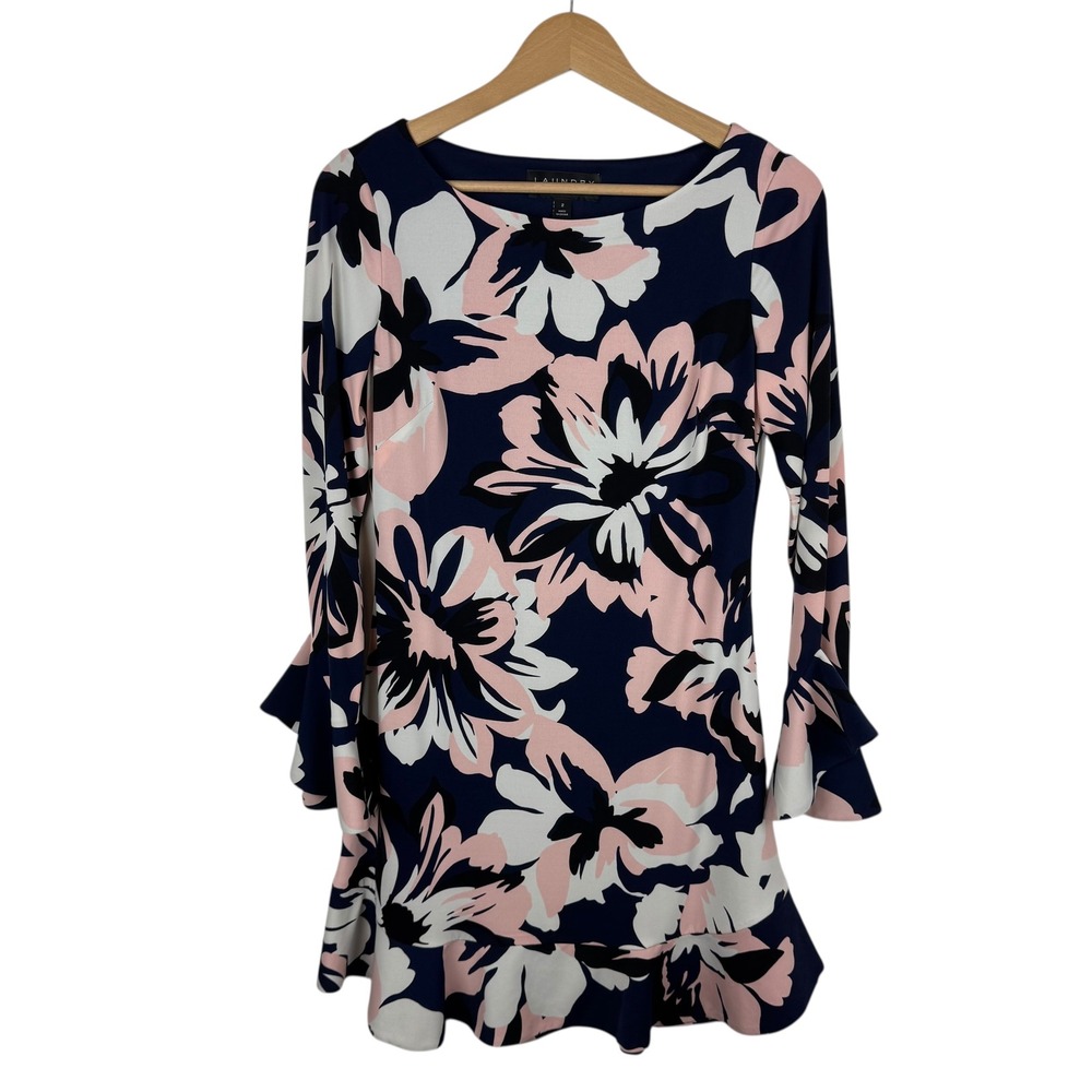Laundry by Shelli Segal Floral Ruffle Flounce Hem Dress Size‎ 2 Tropical Office
